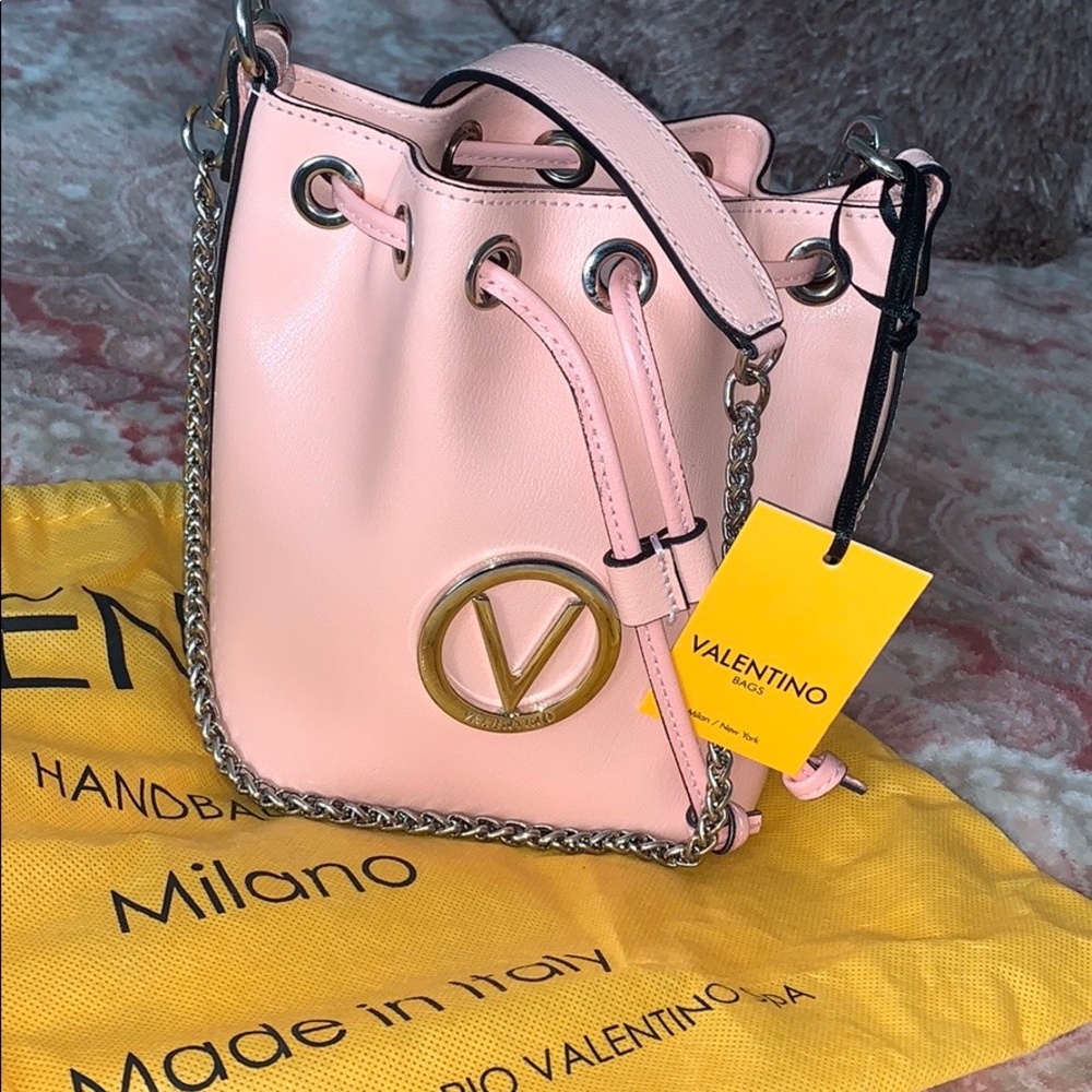 Mario Valentino discontinued Jules pink leather bucket bag - Picture 11 of 11